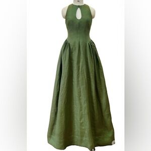 Sage 100% Linen Lined Skirt Maxi Dress NWT M TALL